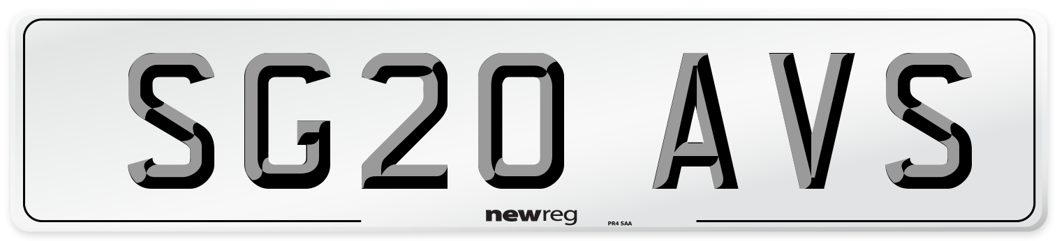 SG20 AVS Number Plate from New Reg